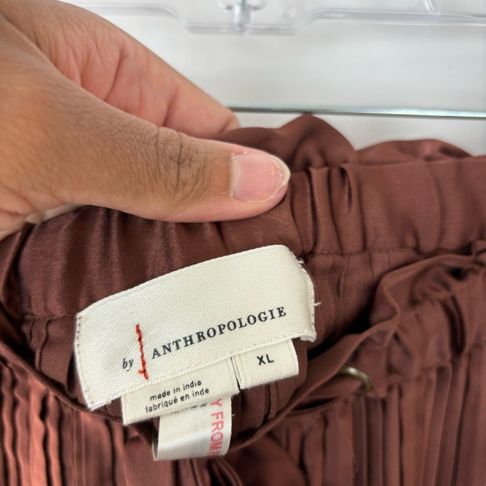 Anthropologie High Waisted Plissé Wide Leg Pants Brown Size XL - Picture 8 of 9